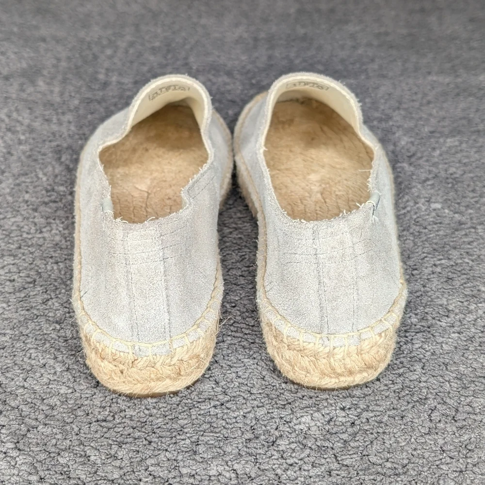 Soludos Suede Espadrille Platform Smoking Slippers Grey Women's 7.5